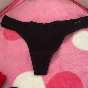 PINK Victoria's Secret Black Ribbed Panties